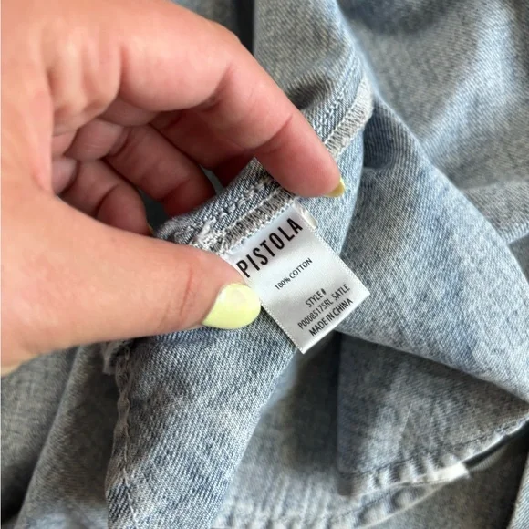 pistola Light Blue Denim Shirt Jacket with Stud Accents - Picture 3 of 3